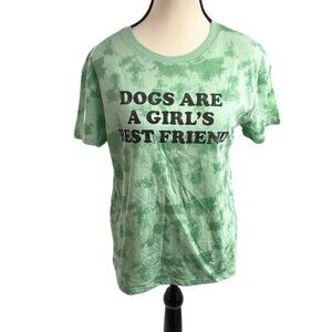 Modern Lux Green Tie Dye Graphic T Shirt Womens Size M Dog Lover Best Friend Tee